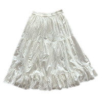 Ivy Jane Eyelet Tiered Midi Skirt Small White Cotton Full A-Line