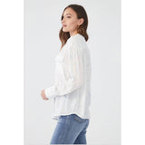 FDJ White Hearts Button Up Shirt Sz 12 Blouse