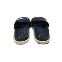 ShuShop Espadrille Slides 10 Black Sandals Cristanta Vegan Leather