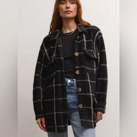 Z Supply Plaid Tucker Shirt Jacket in Washed Black