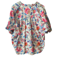 APNY Floral V-Neck Blouse XL Cotton
