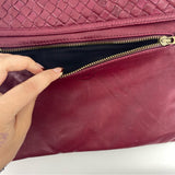 Wanderers Marseilles Woven Crossbody Clutch Leather Bag Burgundy Classic