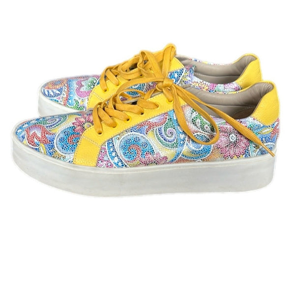Aida Stenholm Leather Sneakers 39 Paisley Colorful Peru USA Hand Made