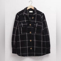 Z Supply Plaid Tucker Shirt Jacket in Washed Black