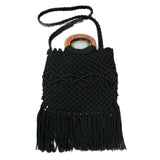 Danielle Nicole Macramé Crossbody Bag Black Boho Festival Cotton Crochet