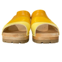 Swedish Hasbeens Clog Sandals 37 Yellow Leather
