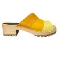 Swedish Hasbeens Clog Sandals 37 Yellow Leather