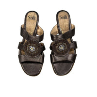 Söfft Brown Leather Beaded Sandals Size 9M Radella Shoes Slides