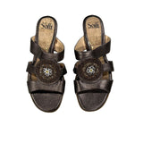 Söfft Brown Leather Beaded Sandals Size 9M Radella Shoes Slides