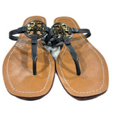 Tory Burch T-Medallion Sandals 8 Flip Flops Leather Designer