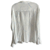 FDJ White Hearts Button Up Shirt Sz 12 Blouse