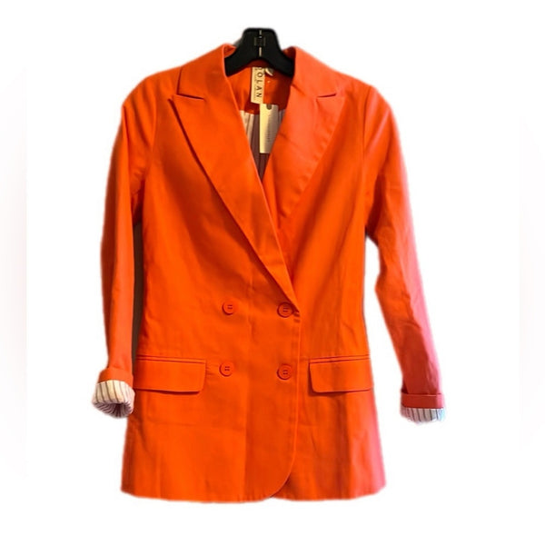 Anthropologie Dolan Linen Boyfriend Blazer XXS New Coral