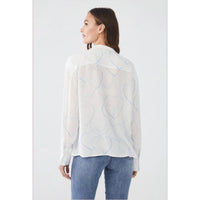 FDJ White Hearts Button Up Shirt Sz 12 Blouse