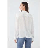 FDJ White Hearts Button Up Shirt Sz 12 Blouse