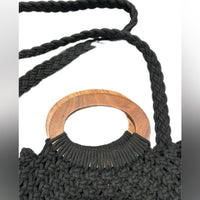Danielle Nicole Macramé Crossbody Bag Black Boho Festival Cotton Crochet