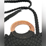 Danielle Nicole Macramé Crossbody Bag Black Boho Festival Cotton Crochet
