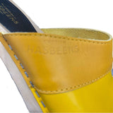 Swedish Hasbeens Clog Sandals 37 Yellow Leather