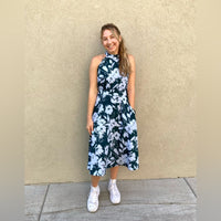 1901 Floral Midi Dress 2 New Halter Sleeveless XS Nordstrom