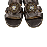 Söfft Brown Leather Beaded Sandals Size 9M Radella Shoes Slides