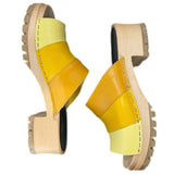 Swedish Hasbeens Clog Sandals 37 Yellow Leather