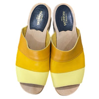 Swedish Hasbeens Clog Sandals 37 Yellow Leather