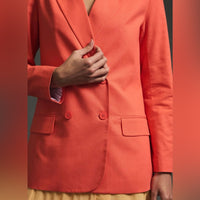Anthropologie Dolan Linen Boyfriend Blazer XXS New Coral