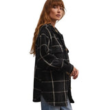 Z Supply Plaid Tucker Shirt Jacket in Washed Black
