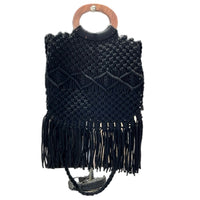 Danielle Nicole Macramé Crossbody Bag Black Boho Festival Cotton Crochet