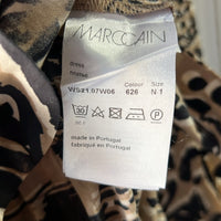 Marc Cain Animal Print Dress Sz 2 XS Rethink Together Dress Cotton Long Sleeve