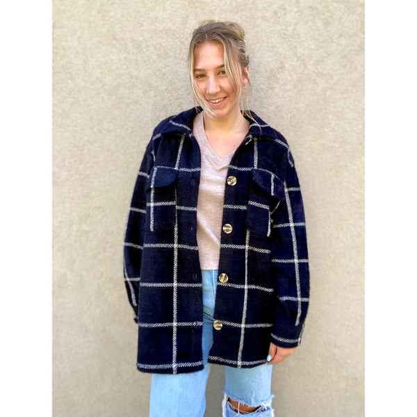 Z Supply Plaid Tucker Shirt Jacket in Washed Black