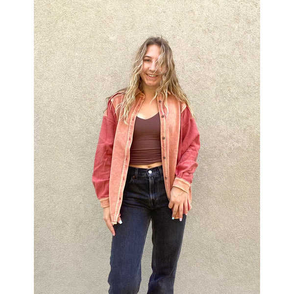 Easel Mineral Washed Jacket Orange