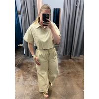 Cropped Wide Leg Linen Set