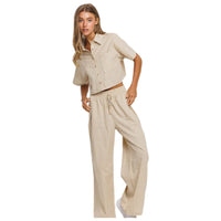 Cropped Wide Leg Linen Set