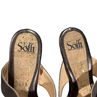 Söfft Brown Leather Beaded Sandals Size 9M Radella Shoes Slides
