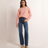 Z Supply Classic Crew Fleece Sweatshirt Pink Lemonade