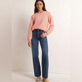 Z Supply Classic Crew Fleece Sweatshirt Pink Lemonade