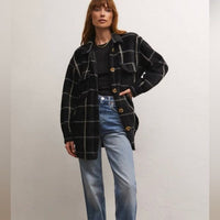 Z Supply Plaid Tucker Shirt Jacket in Washed Black
