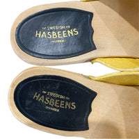 Swedish Hasbeens Clog Sandals 37 Yellow Leather