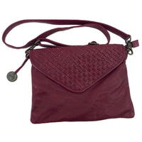 Wanderers Marseilles Woven Crossbody Clutch Leather Bag Burgundy Classic