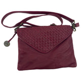 Wanderers Marseilles Woven Crossbody Clutch Leather Bag Burgundy Classic