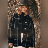 Z Supply Plaid Tucker Shirt Jacket in Washed Black