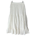 Ivy Jane Eyelet Tiered Midi Skirt Small White Cotton Full A-Line
