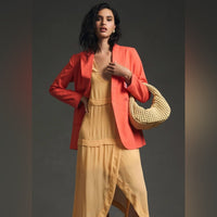 Anthropologie Dolan Linen Boyfriend Blazer XXS New Coral
