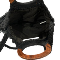 Danielle Nicole Macramé Crossbody Bag Black Boho Festival Cotton Crochet