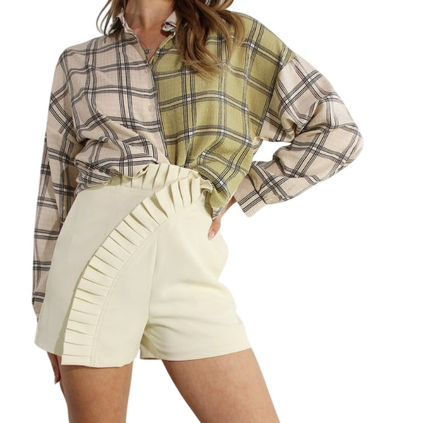 Mulla Pleated Shorts M New Ivory High Waist
