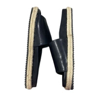 ShuShop Espadrille Slides 10 Black Sandals Cristanta Vegan Leather