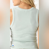 Agolde Poppy Tank Top XS Seafoam Ribbed Stretchy Green