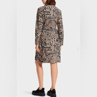 Marc Cain Animal Print Dress Sz 2 XS Rethink Together Dress Cotton Long Sleeve